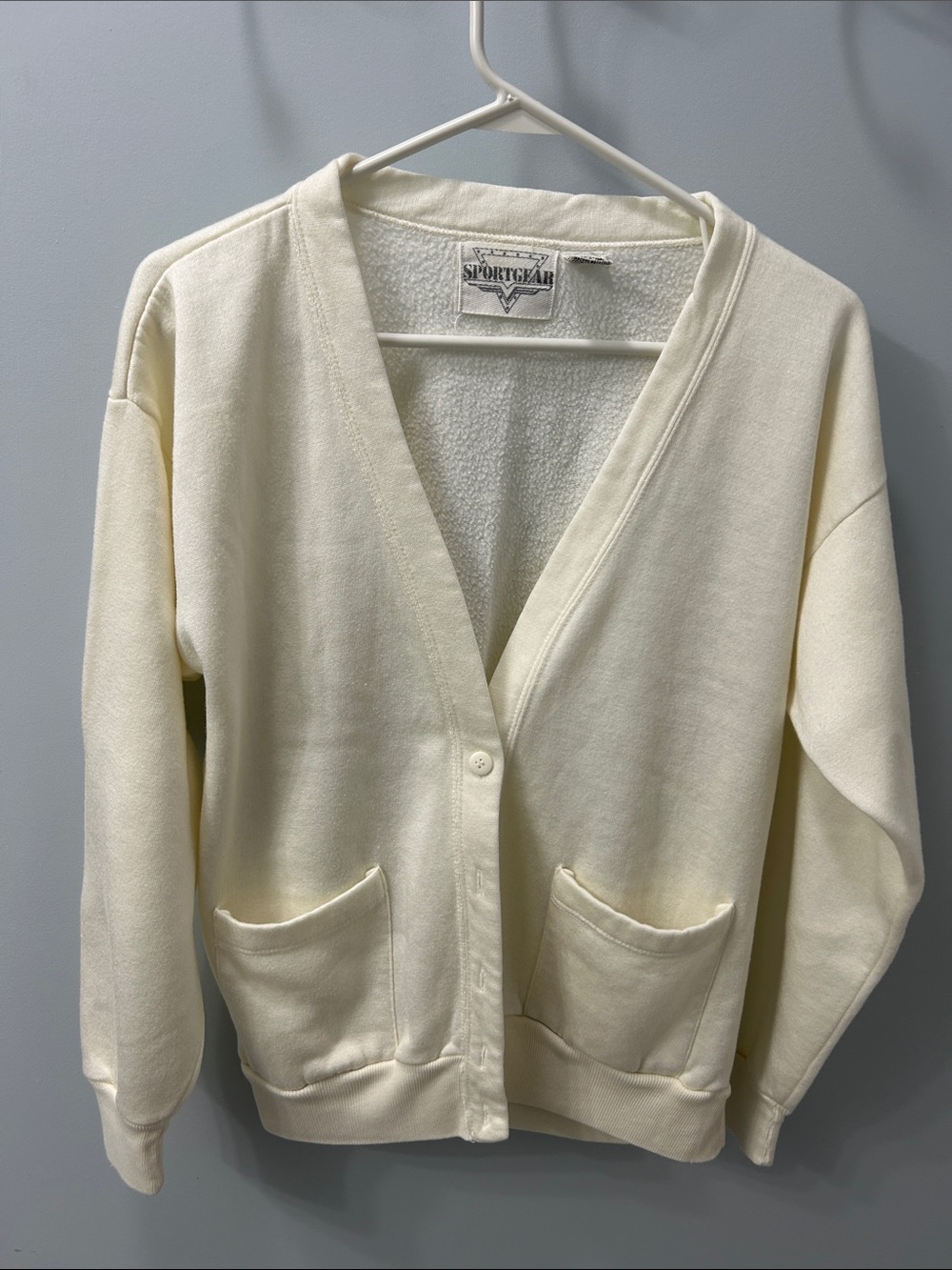 Sportscar Cream V-Neck Button Cardigan